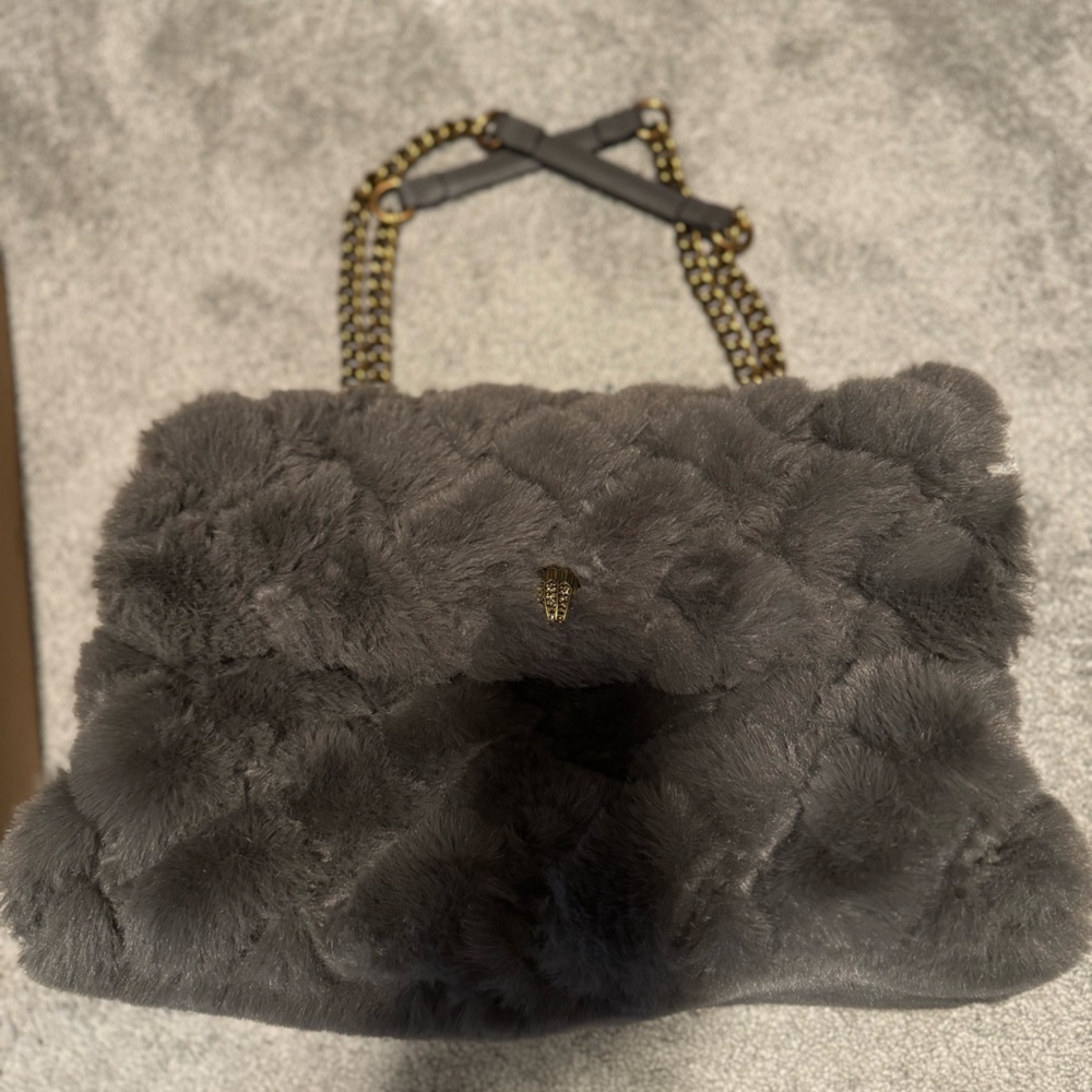 Kurt Geiger London XXL Faux fur gray quilted convertible bag 10/10 condition